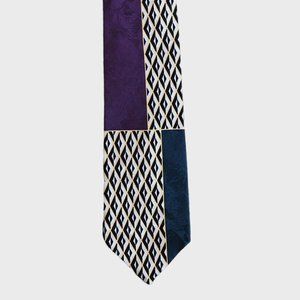 Status Men Silk Neck Tie Geometric Classic Professional Purple Blue Print Design